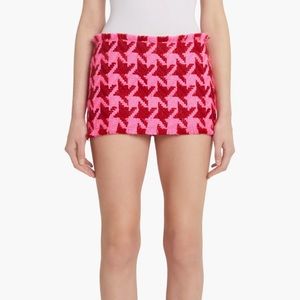 NWT Versace Macro Check Virgin Wool Blend Tweed Miniskirt in Parade Red Fuchsia